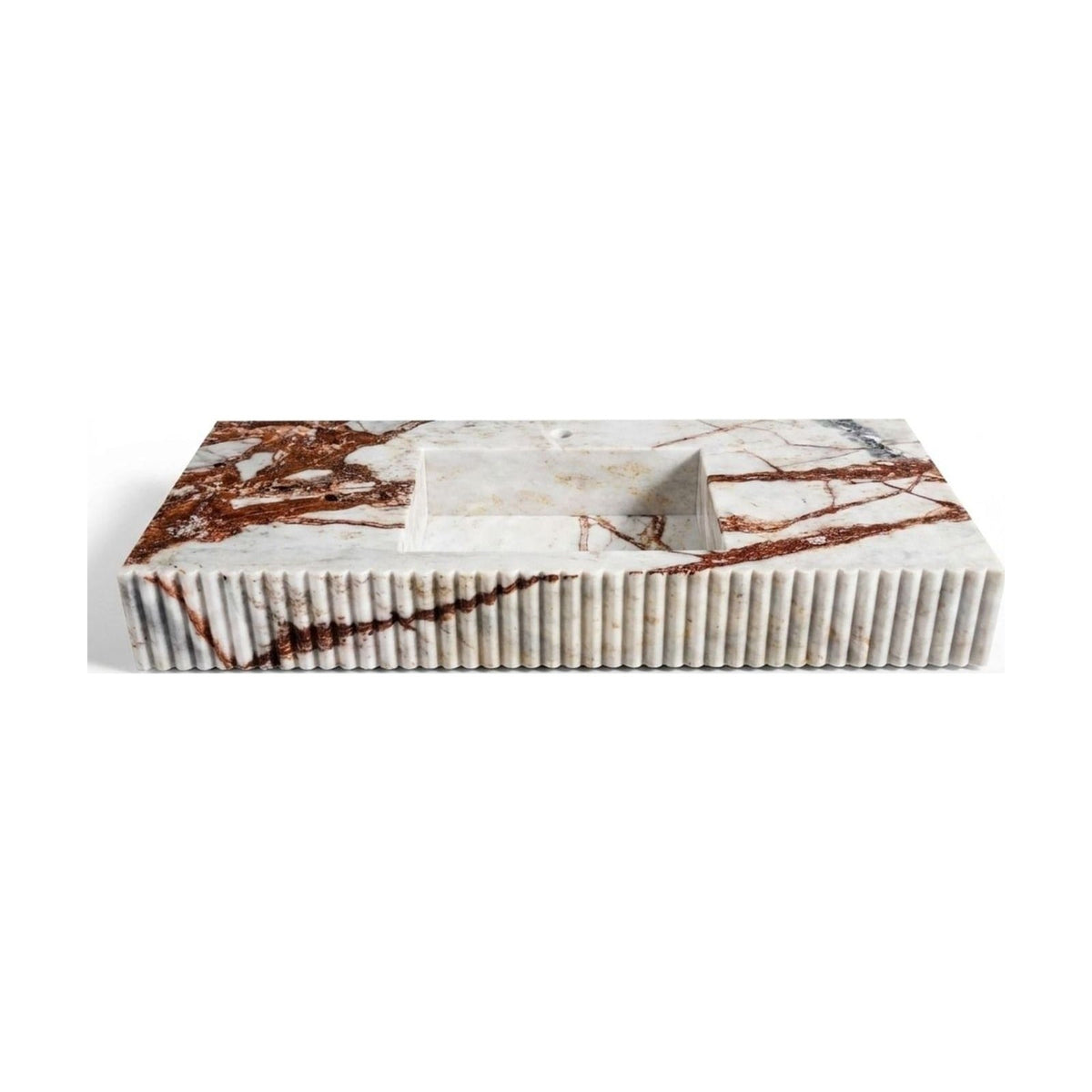 Calacatta Rosso Viola Fluted Marble Sink — view 1