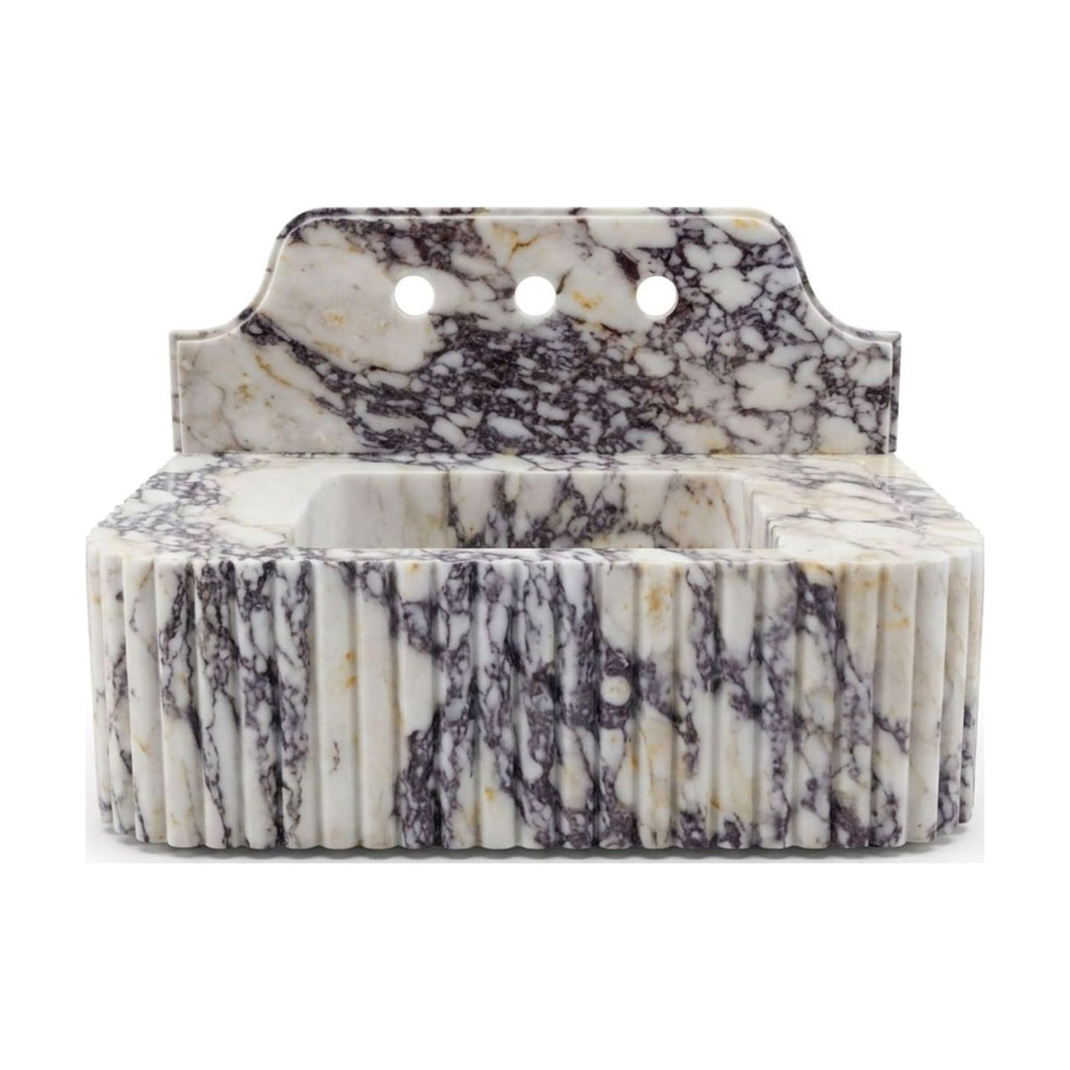 Calacatta Viola Fluted Marble Sink with Backsplash — view 1