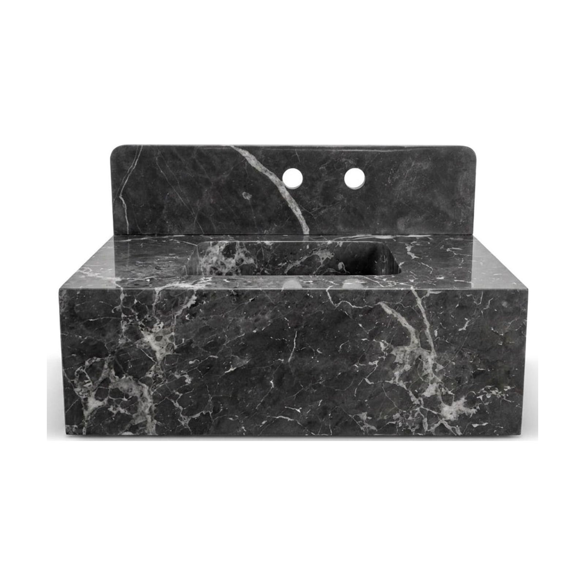 Pietra Notte Honed Marble Sink with Integrated Backsplash — view 1