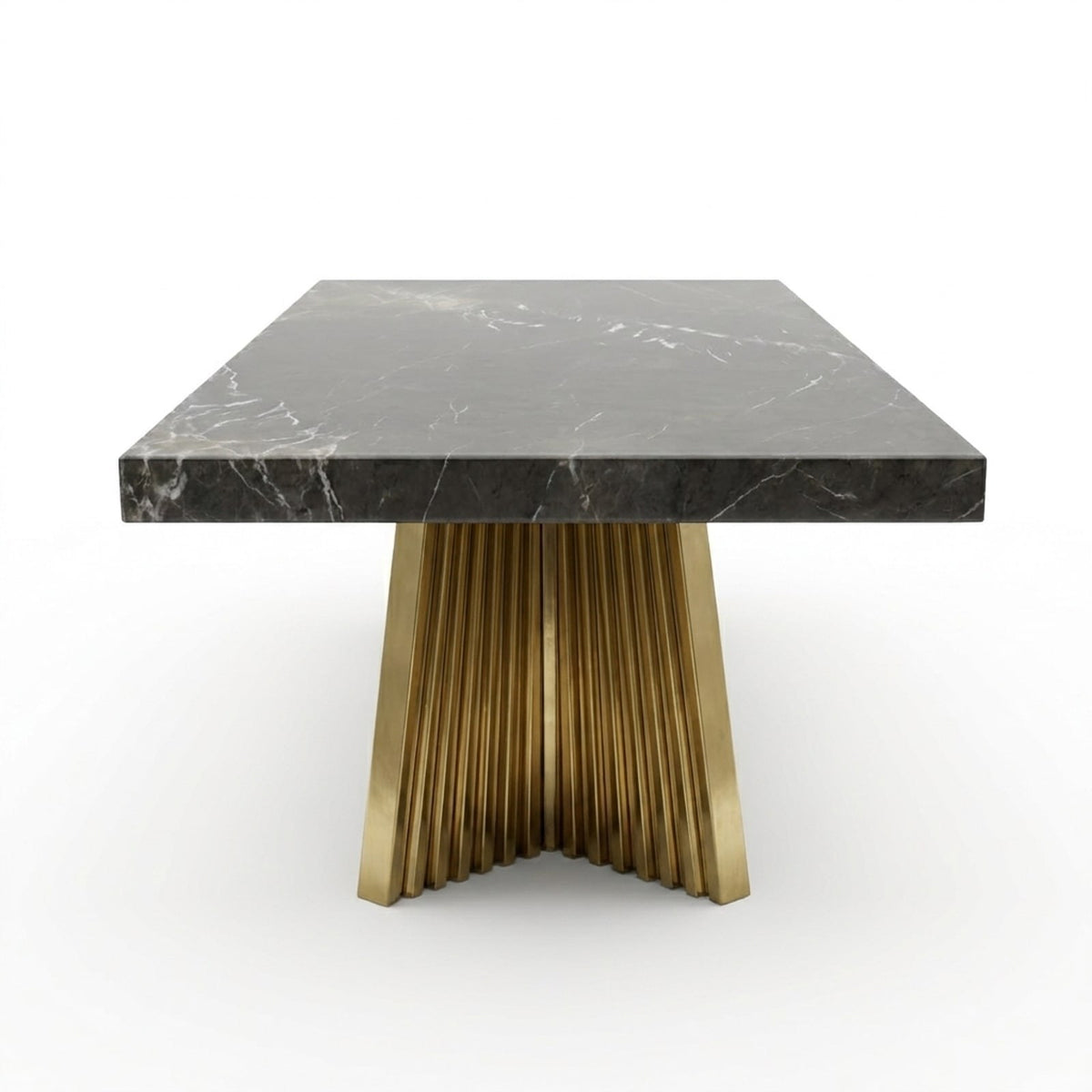 Pietra Notte Marble Table with Brass Gold Base