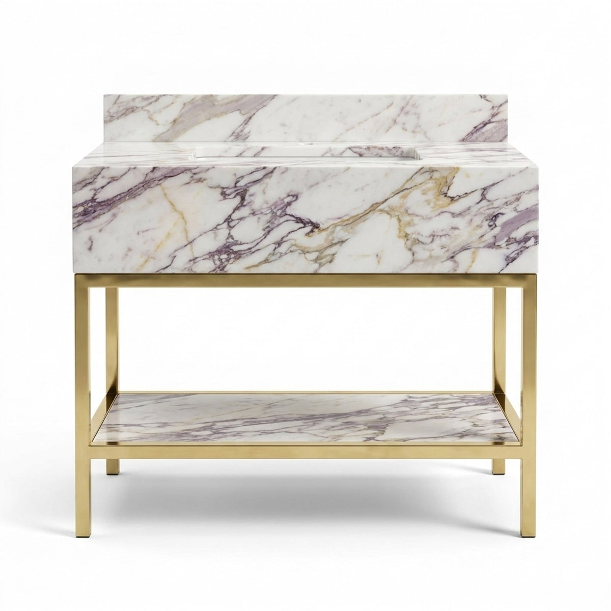 Calacatta Viola Marble Sink with Brushed Steel Stand — view 1