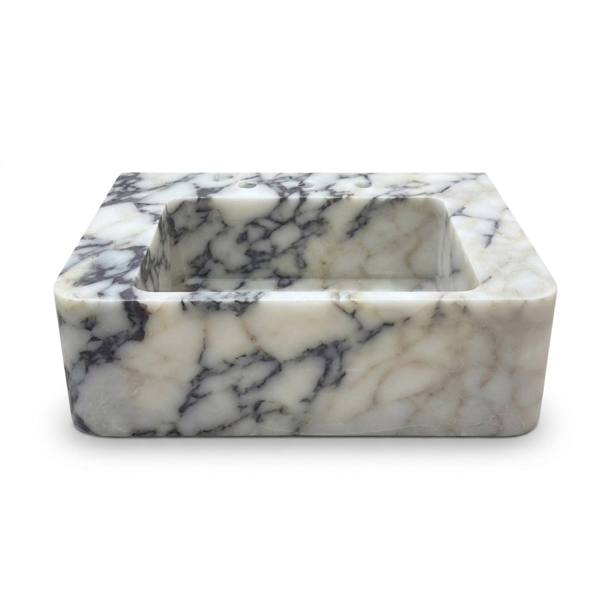 Calacatta Viola Honed Marble Sink with 3 Faucet Holes — view 1