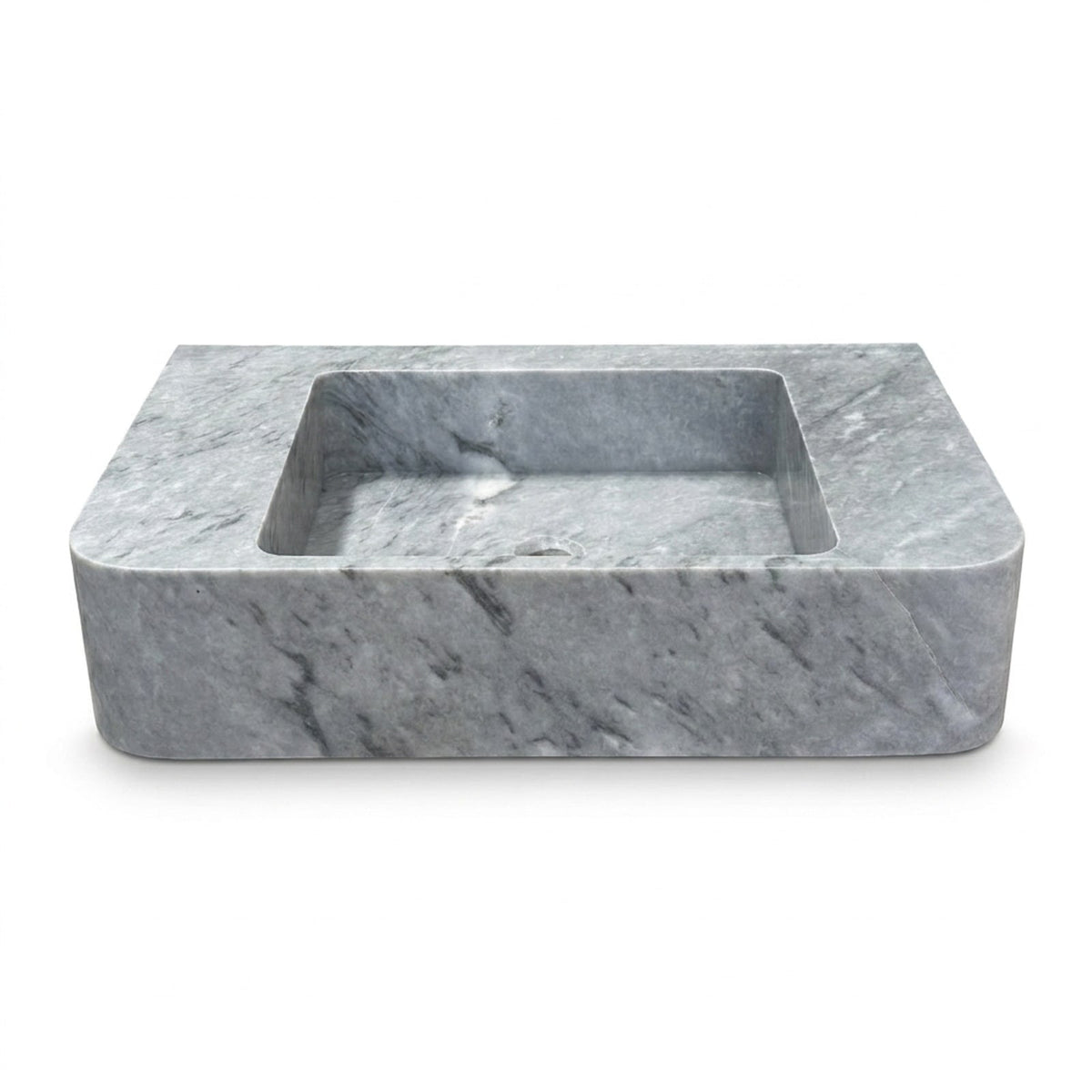 Grey Marble Rectangular Vessel Sink with Honed Finish — view 1