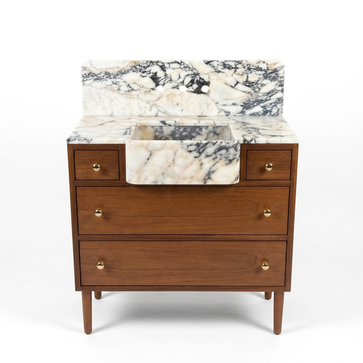 Calacatta Viola Honed Marble Vanity with Backsplash — view 1