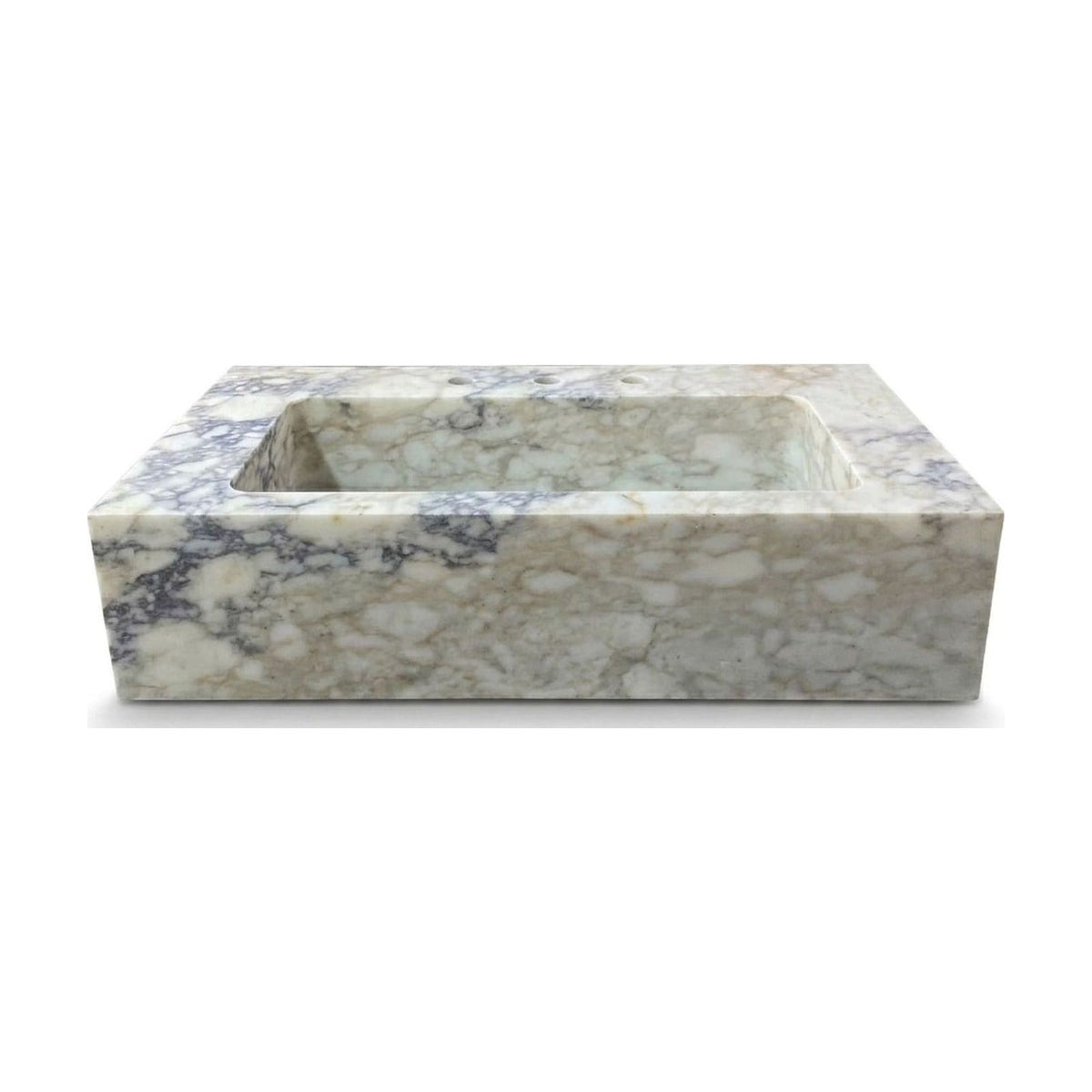 Calacatta Viola Honed Marble Sink with Three Faucet Holes — view 1