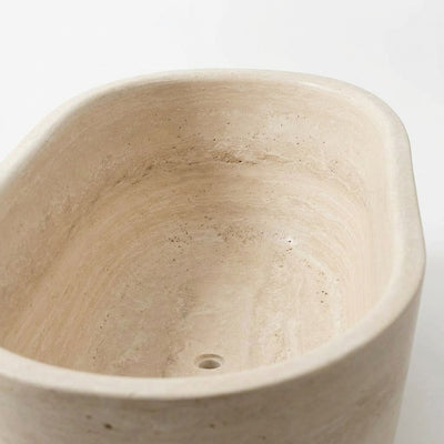 Polished Travertine Oval Freestanding Bathtub — detail