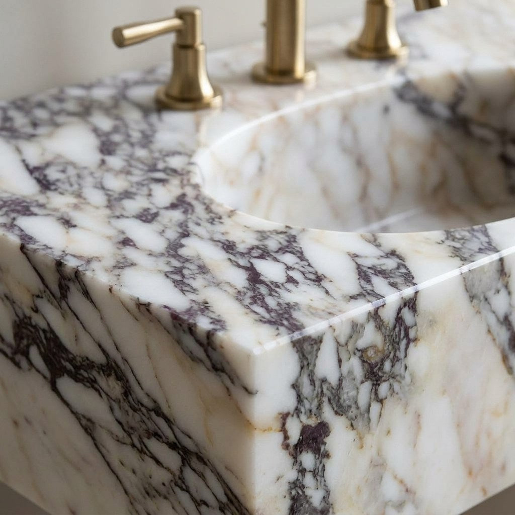 Calacatta Viola Marble Sink — marble detail — view 3