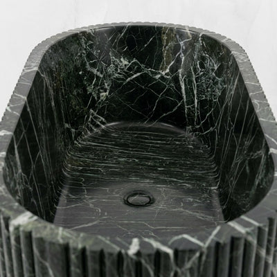 Verde Levanto Fluted Marble Bathtub — detail