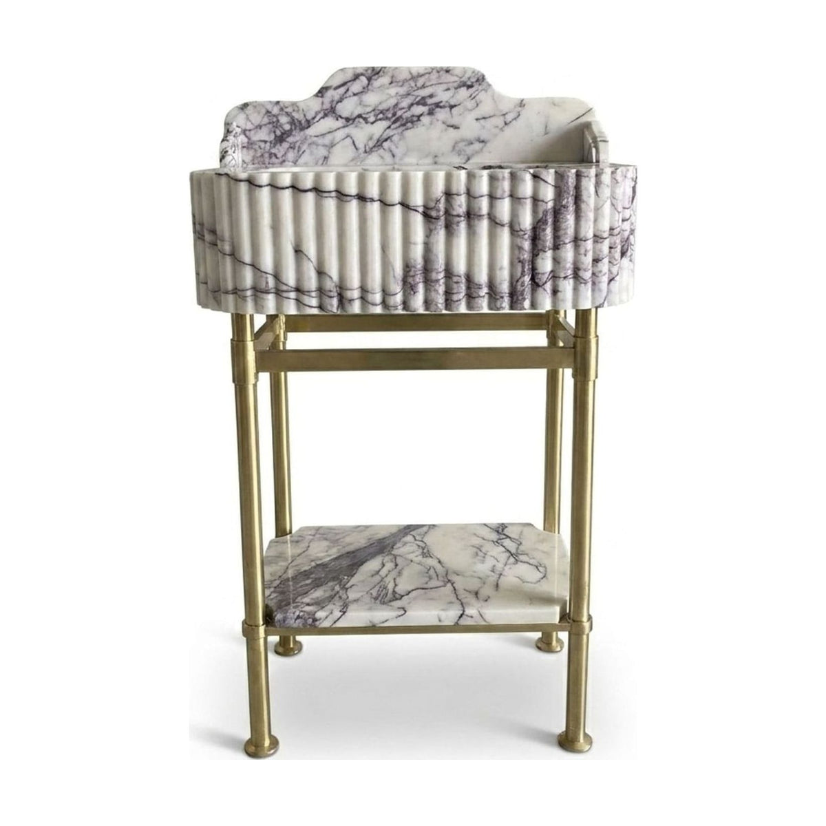 Lilac Fluted Marble Sink with Champagne Gold Stand — view 1