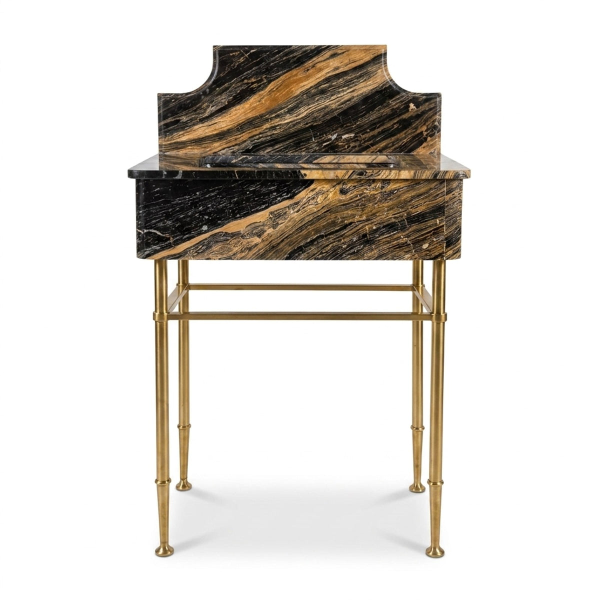 Picasso Marble Sink with Brass Stand and Backsplash — view 1