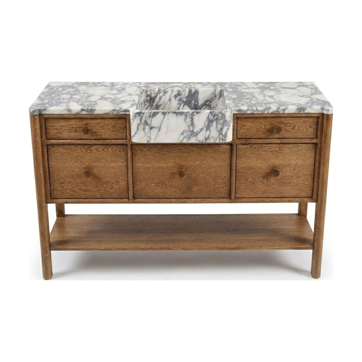 Calacatta Viola Marble Vanity with Wood Cabinet — view 1