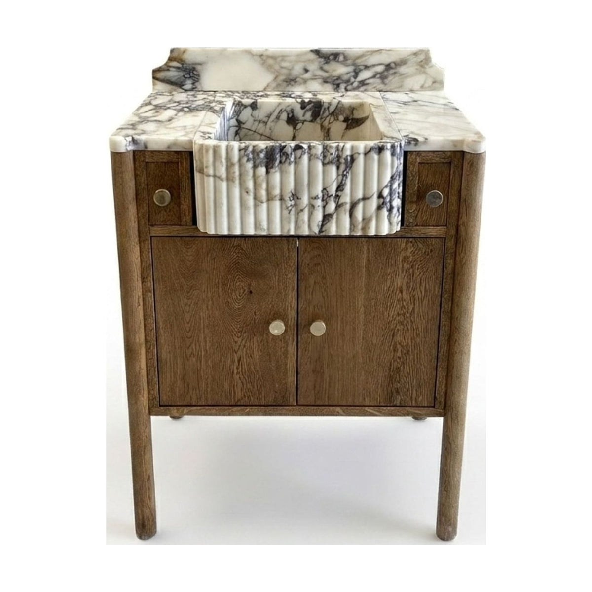 Calacatta Viola Fluted Marble Vanity with Backsplash — view 1