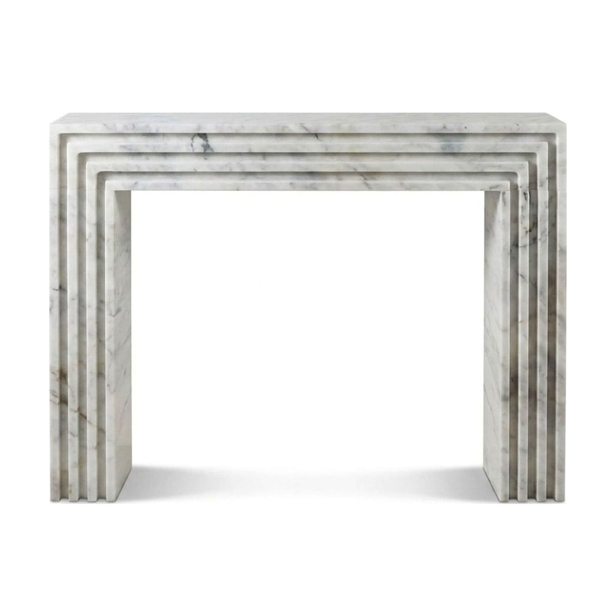 Carrara Marble Polished Stepped Fireplace Mantel