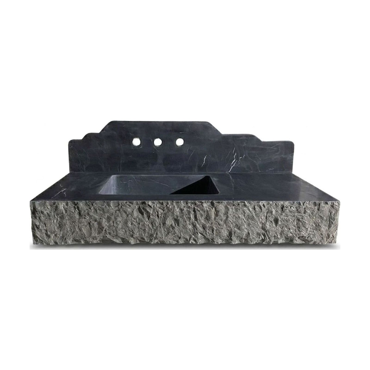 Nero Marquina Honed Marble Sink with Backsplash — view 1