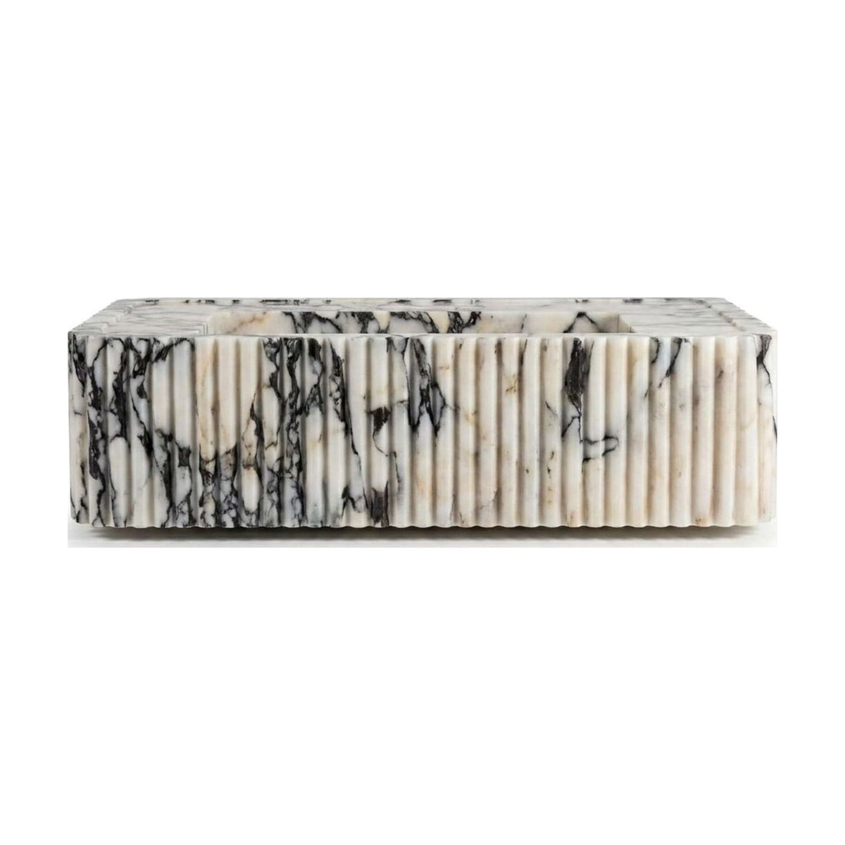 Calacatta Viola Fluted Polished Marble Sink — view 1