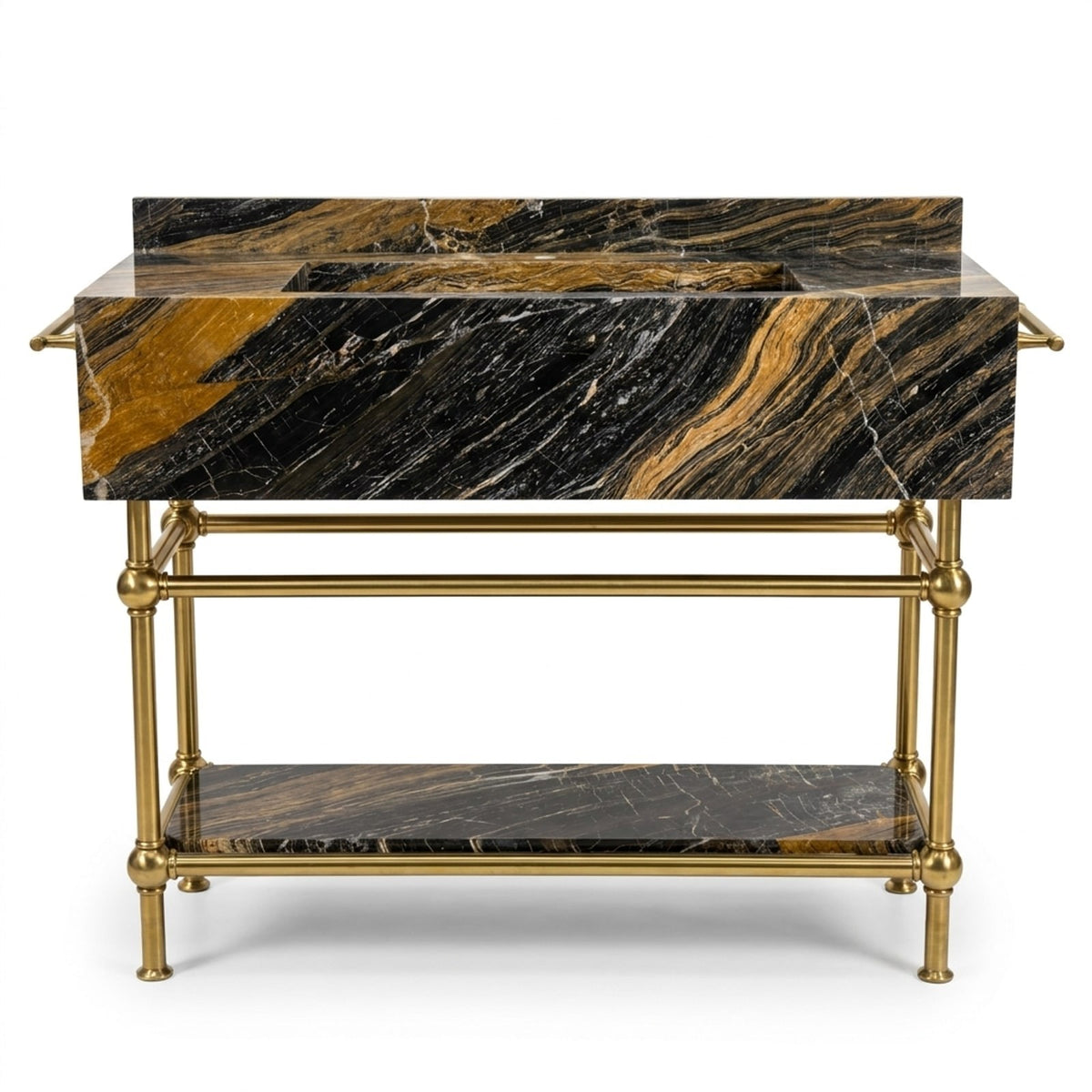 Picasso Marble Sink with Brass Stand and Backsplash — view 1