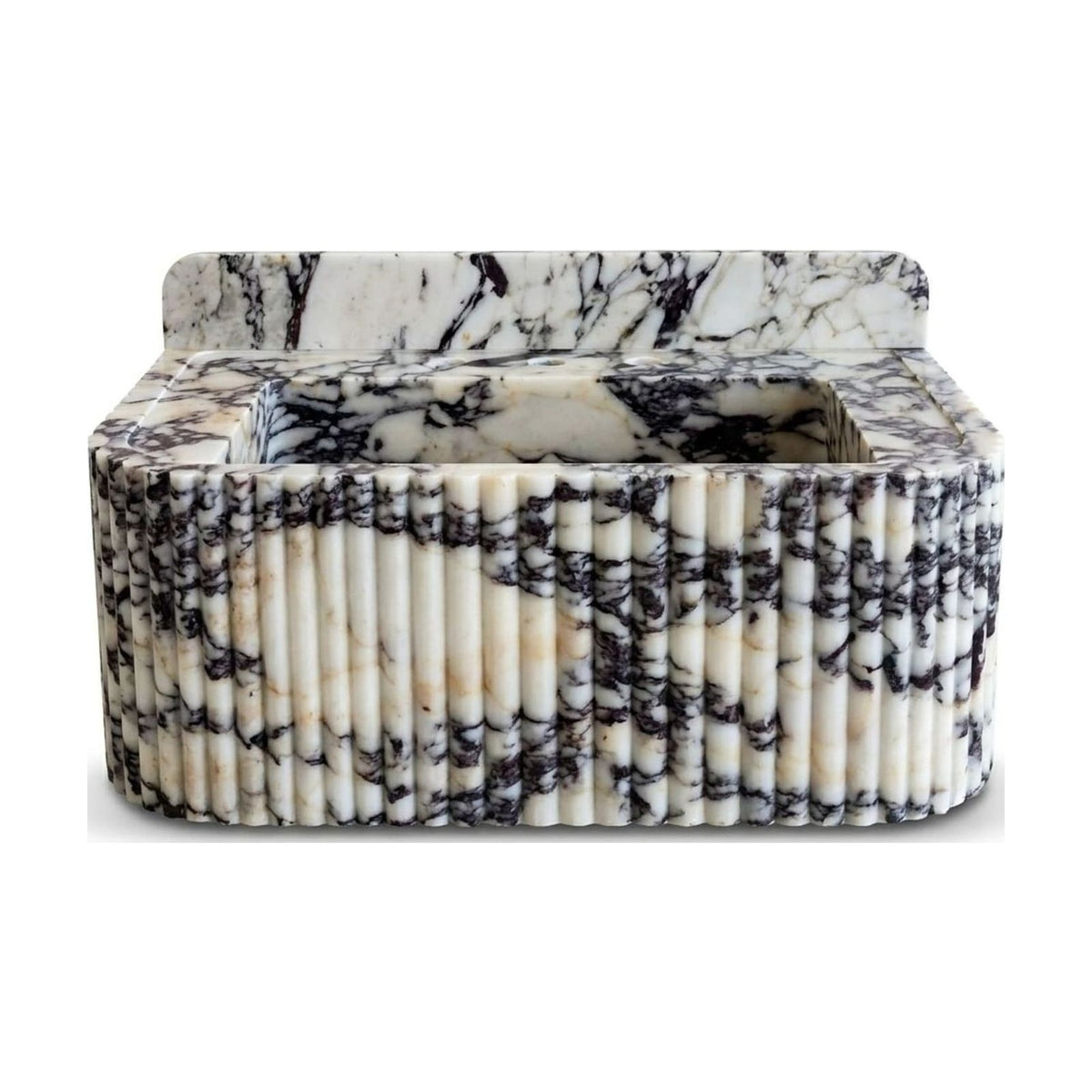 Calacatta Viola Fluted Marble Sink with Backsplash — view 1