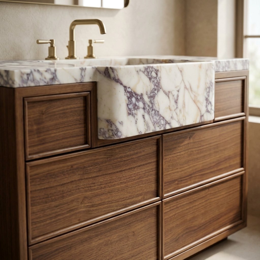 Calacatta Viola Honed Marble Vanity — detail — view 4