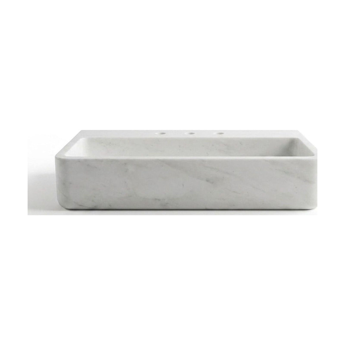 Carrara Polished Marble Sink with 3 Faucet Holes — view 1