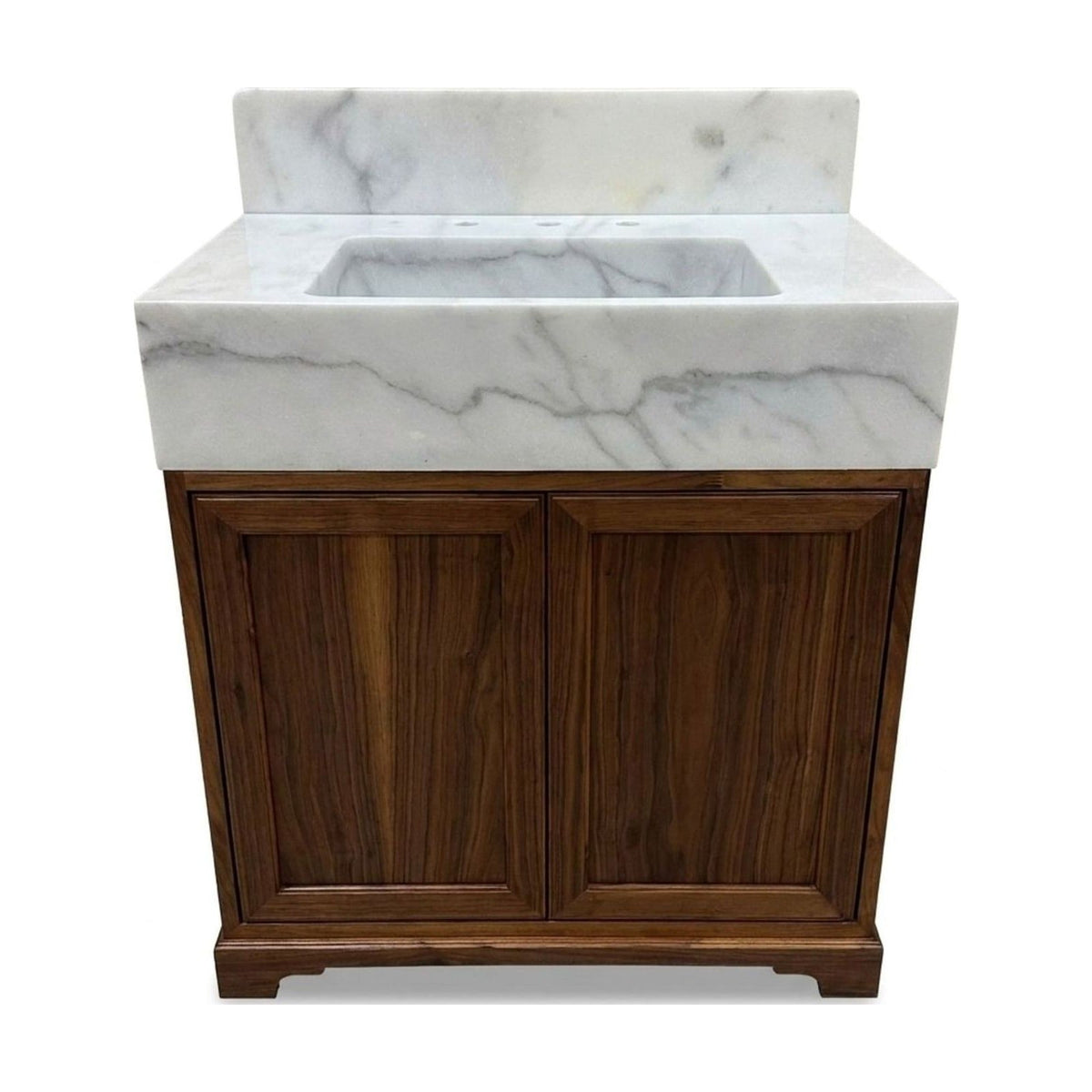 Polished Carrara Marble Vanity Sink with Backsplash — view 1