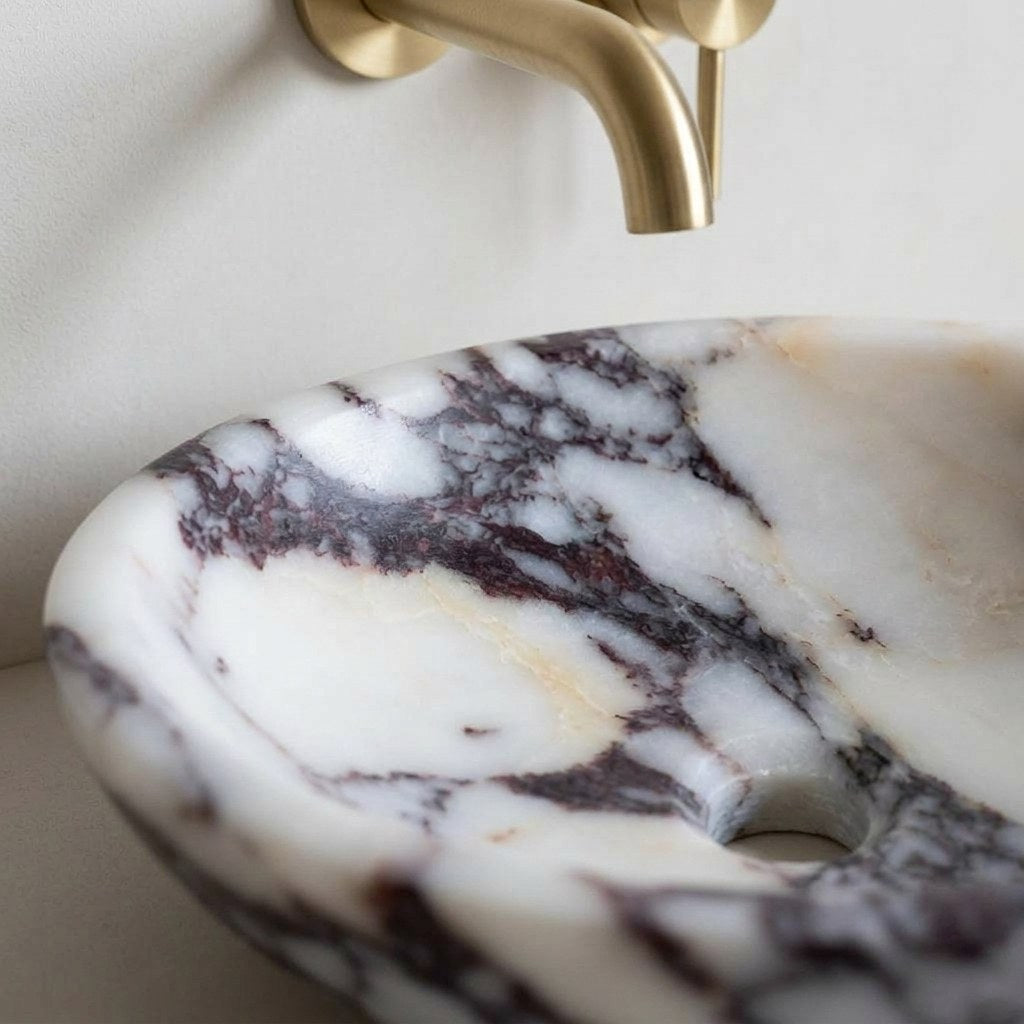 Calacatta Viola Polished Marble Vessel Sink — marble detail — view 3