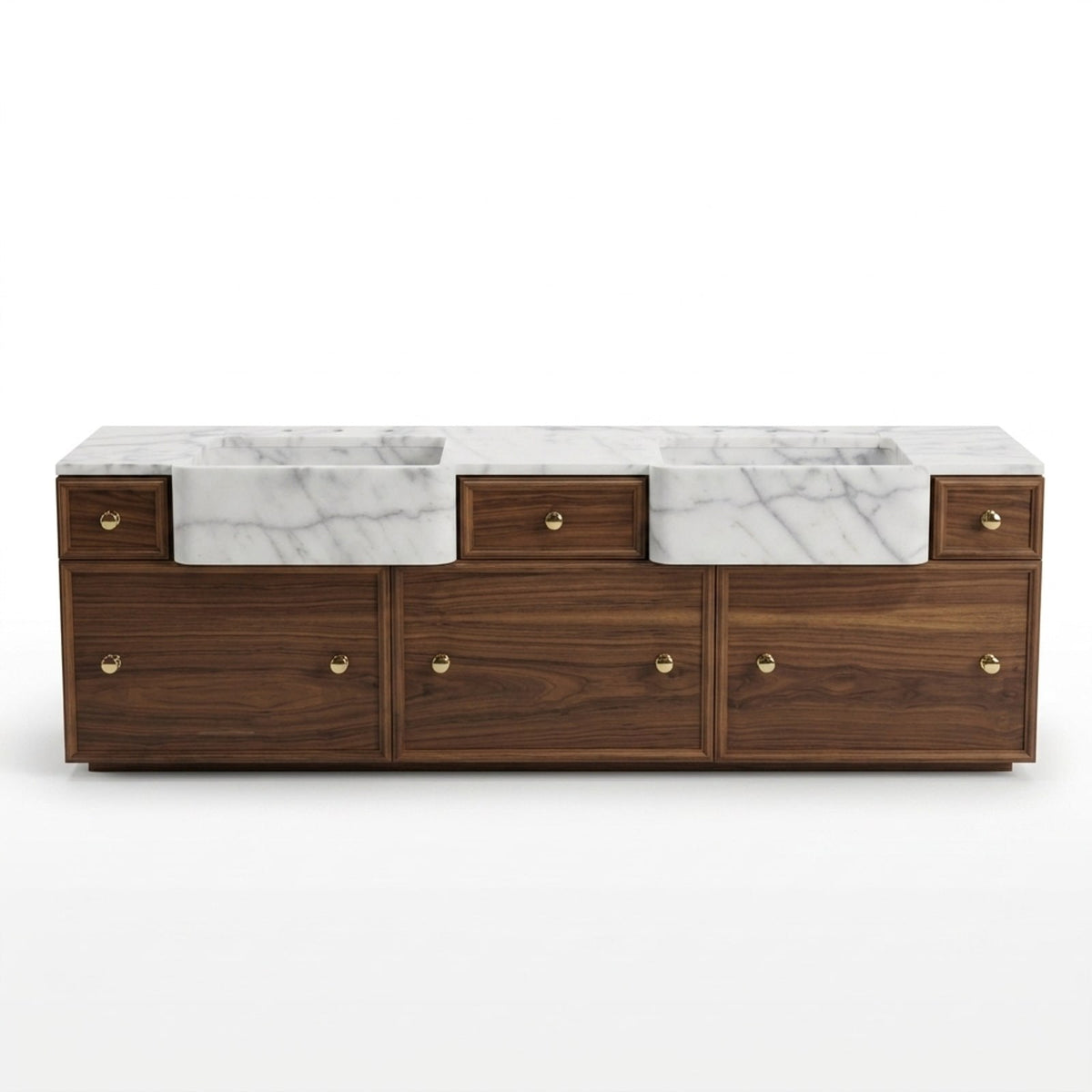 Carrara Marble Polished Double Apron Sink Vanity — view 1