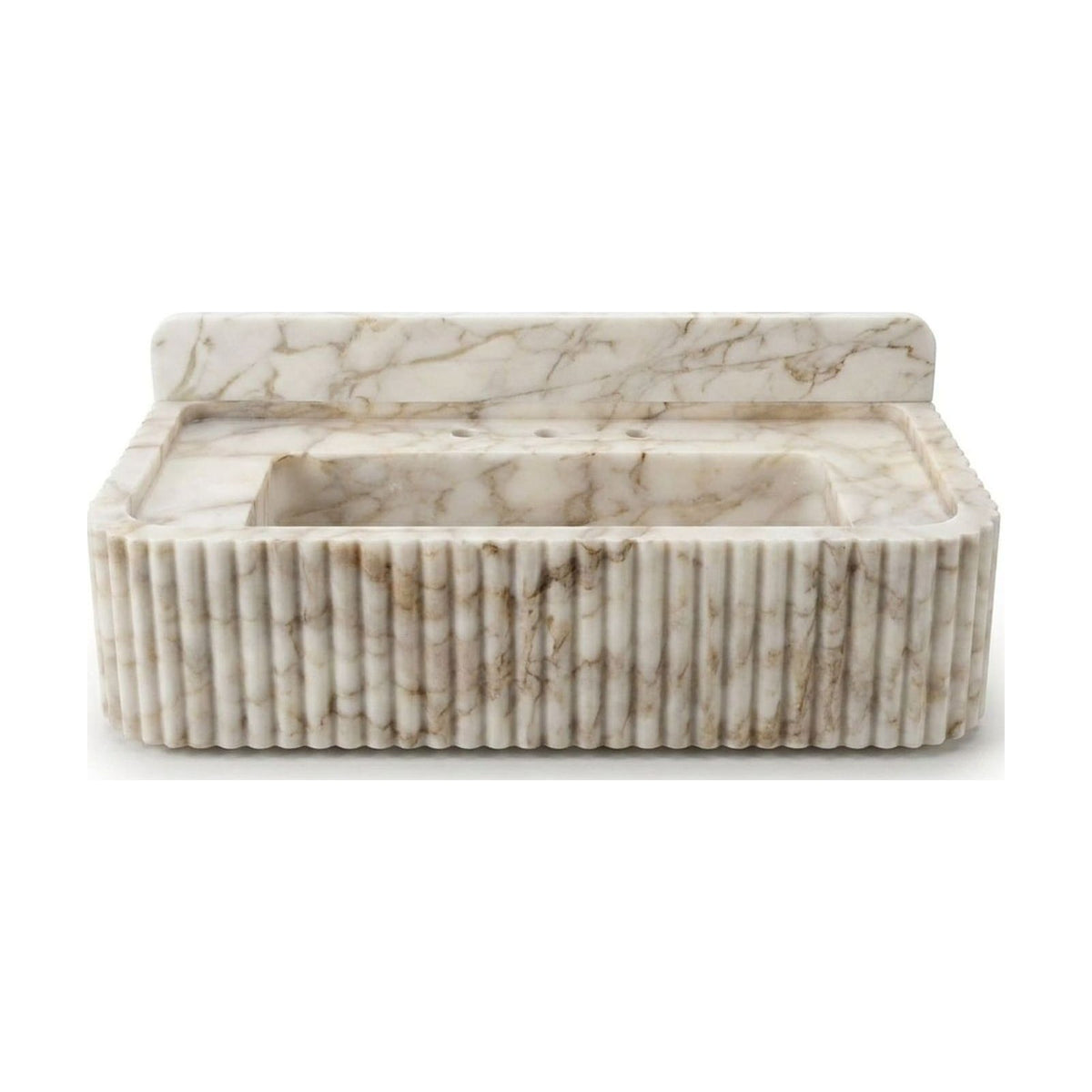 Calacatta Gold Fluted Marble Sink with Backsplash — view 1