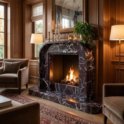 Rosso Levanto Polished Marble Fireplace Surround — premium