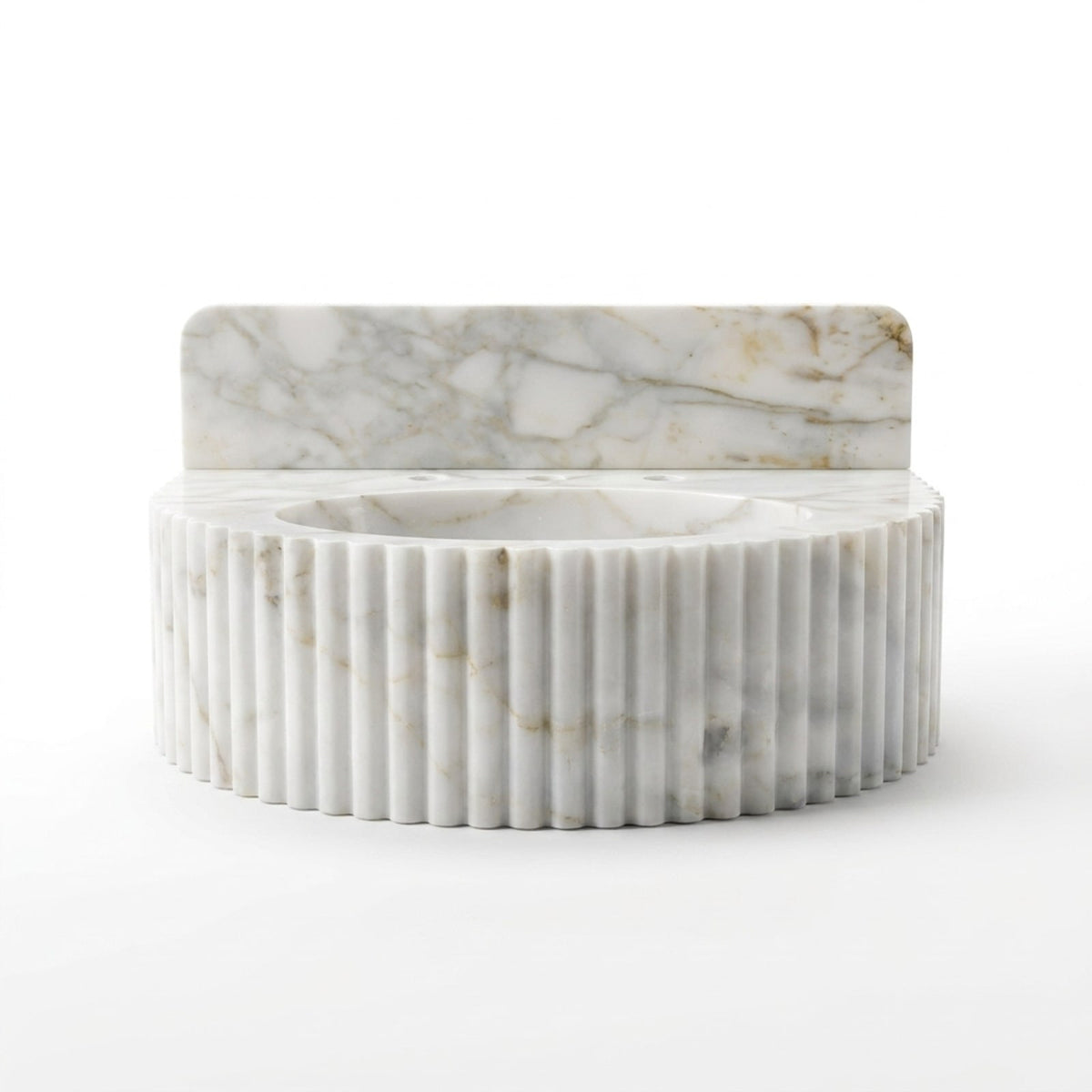 Carrara Fluted Marble Sink with Backsplash — view 1