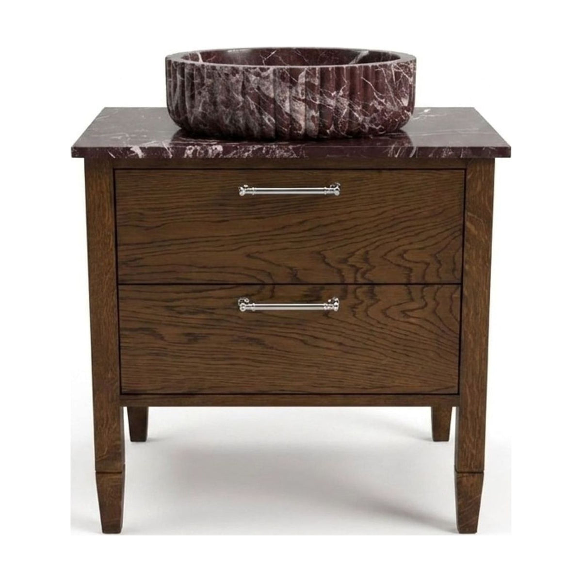 Rosso Levanto Fluted Marble Vanity Sink — view 1