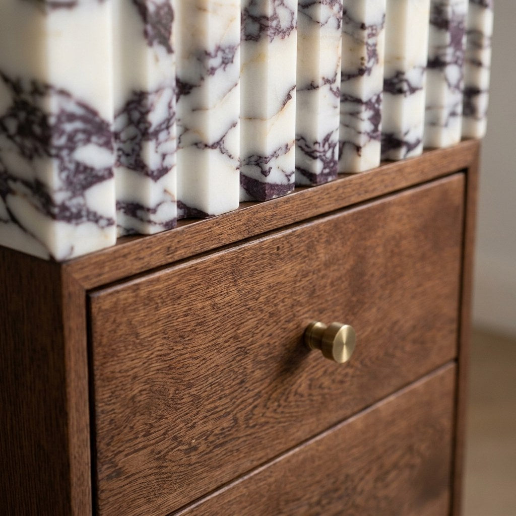 Calacatta Viola Fluted Polished Marble Vanity — detail — view 4