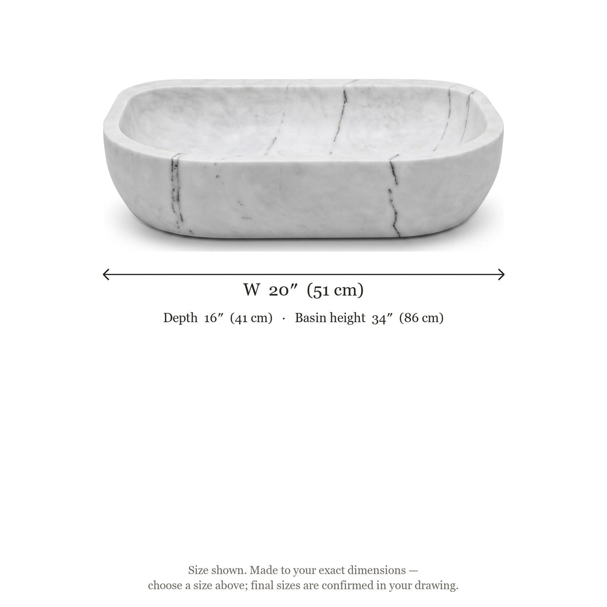 Lilac Marble Sink with Brass Stand — dimensions — view 3
