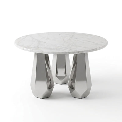 Carrara Marble Table with Brushed Steel Base