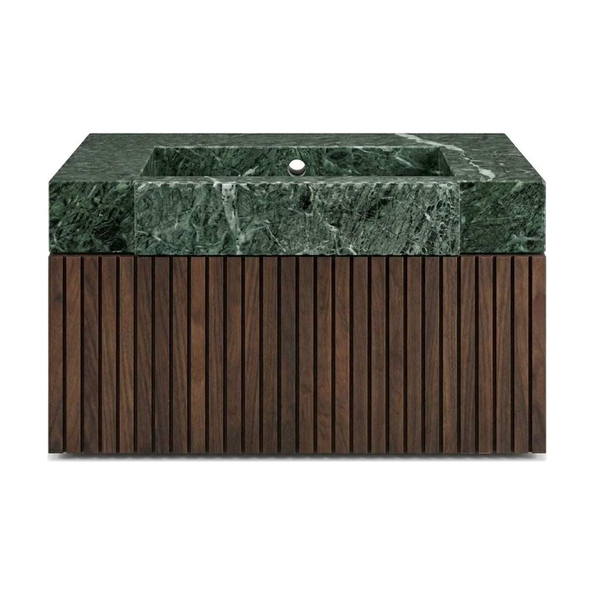 Verde Fluted Marble Vanity with Wood Cabinet — view 1