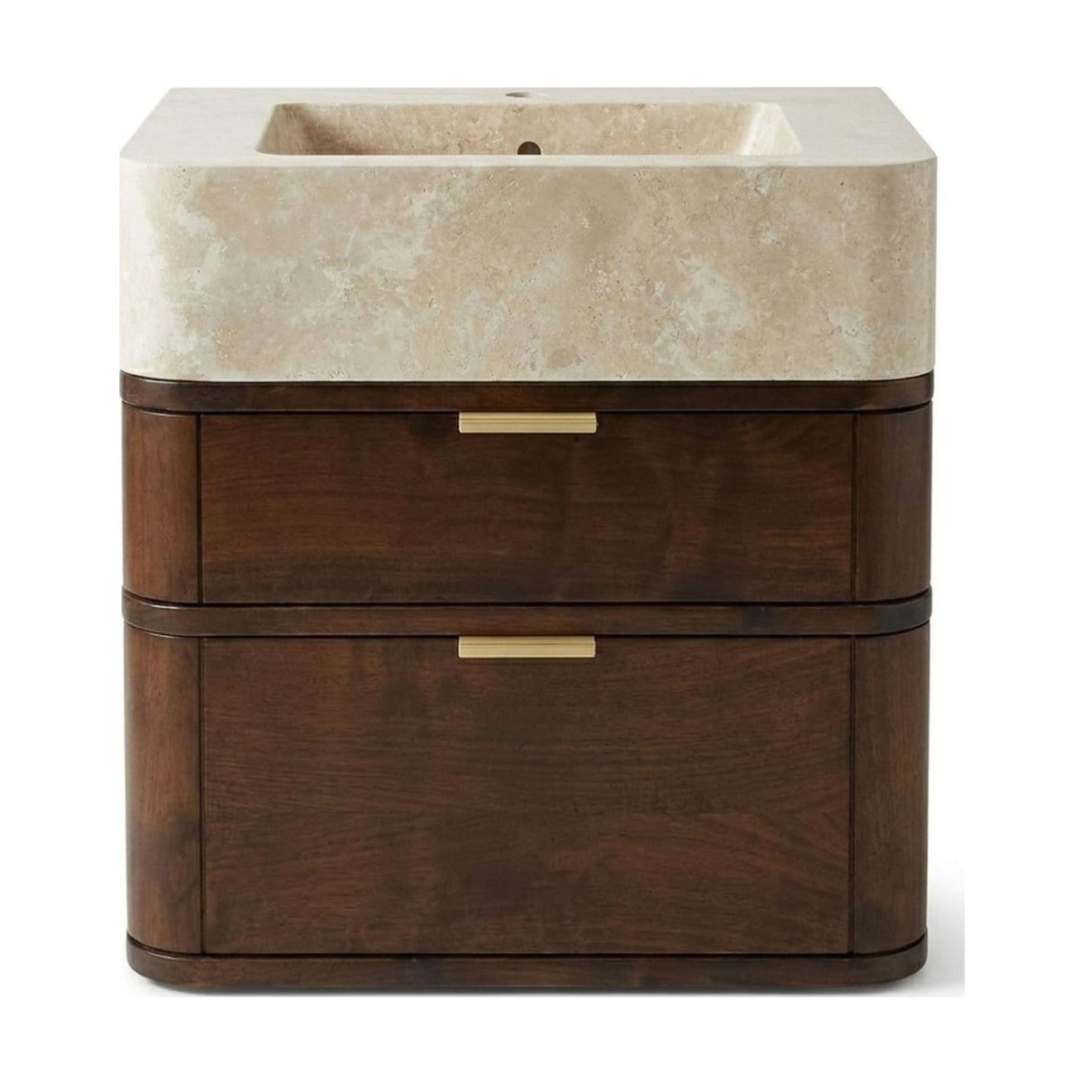Polished Travertine Vanity Sink — view 1