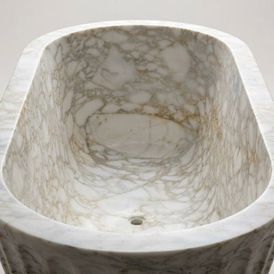 Calacatta Gold Fluted Honed Marble Bathtub — detail