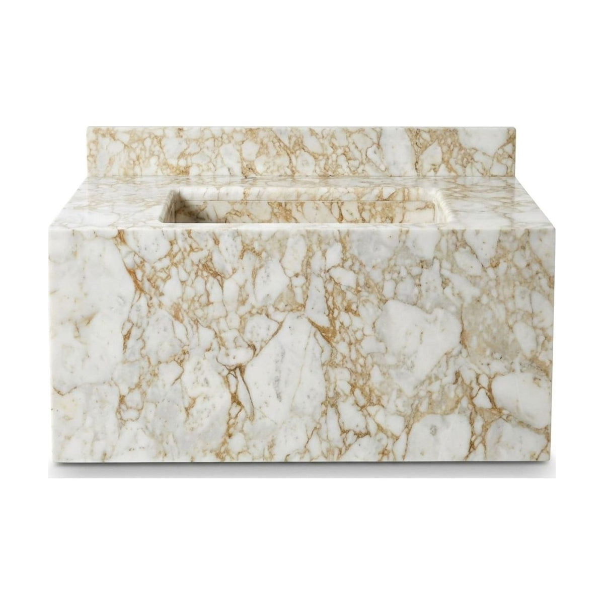 Calacatta Gold Polished Marble Sink with Backsplash — view 1