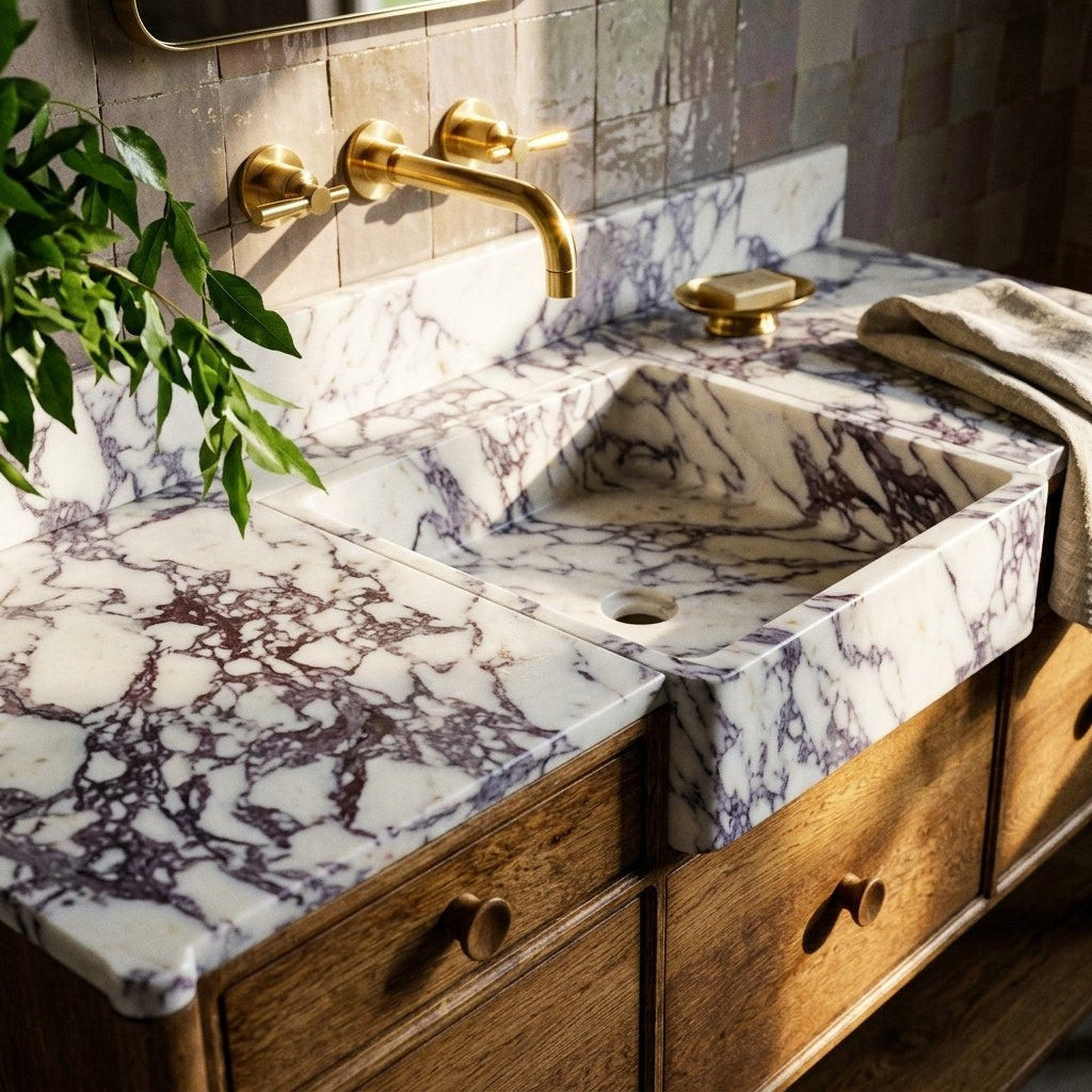 Calacatta Viola Honed Marble Vanity — premium — view 2