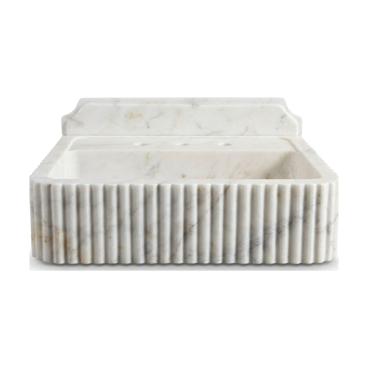Carrara Fluted Marble Sink with Backsplash — view 1