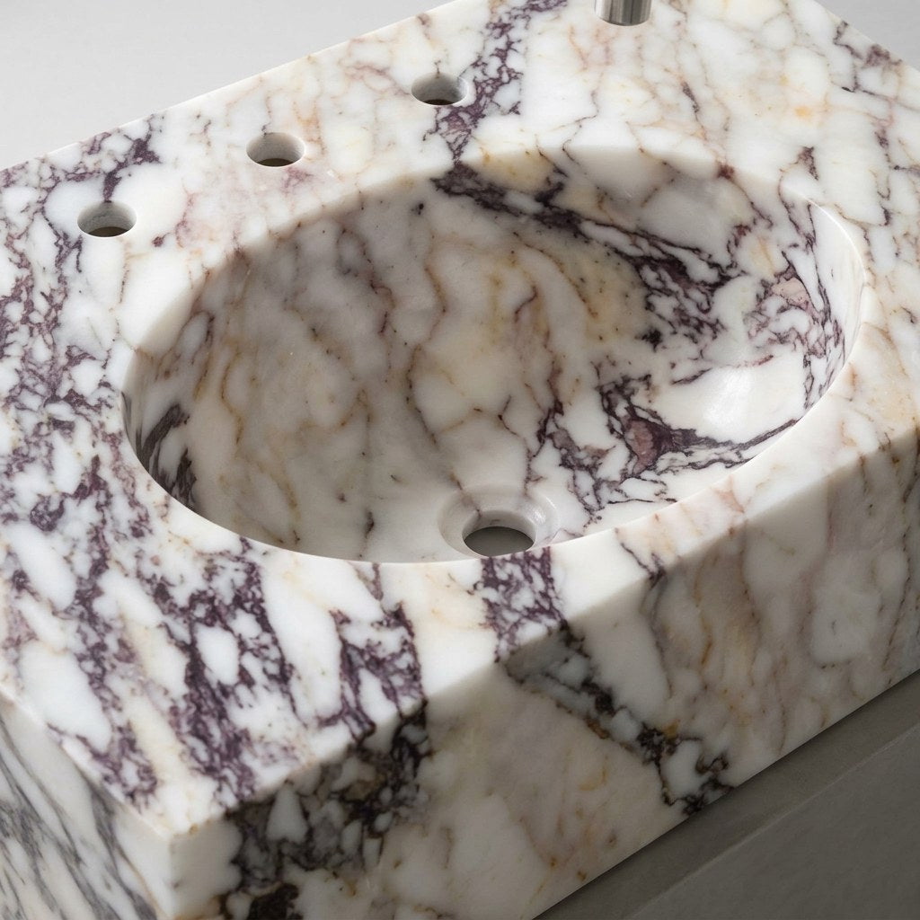 Calacatta Viola Marble Sink — detail — view 4
