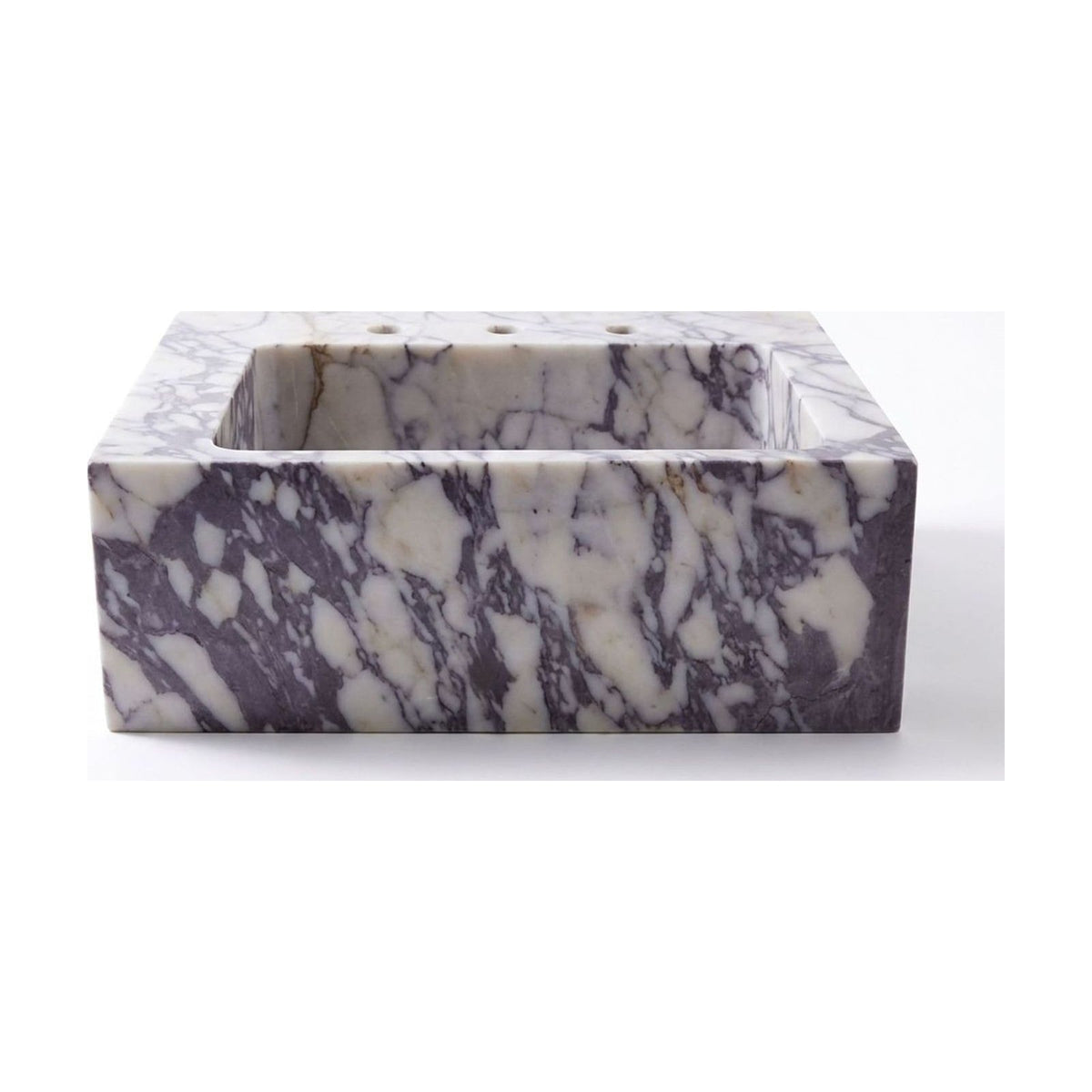 Calacatta Viola Honed Marble Sink with 3 Faucet Holes — view 1