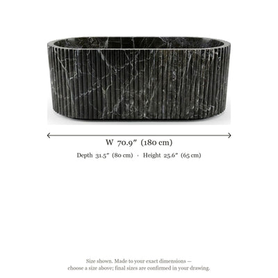 Verde Levanto Fluted Marble Bathtub — dimensions