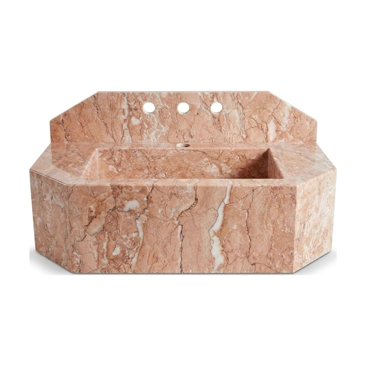 Pink Violet Polished Marble Sink with Integrated Backsplash — view 1