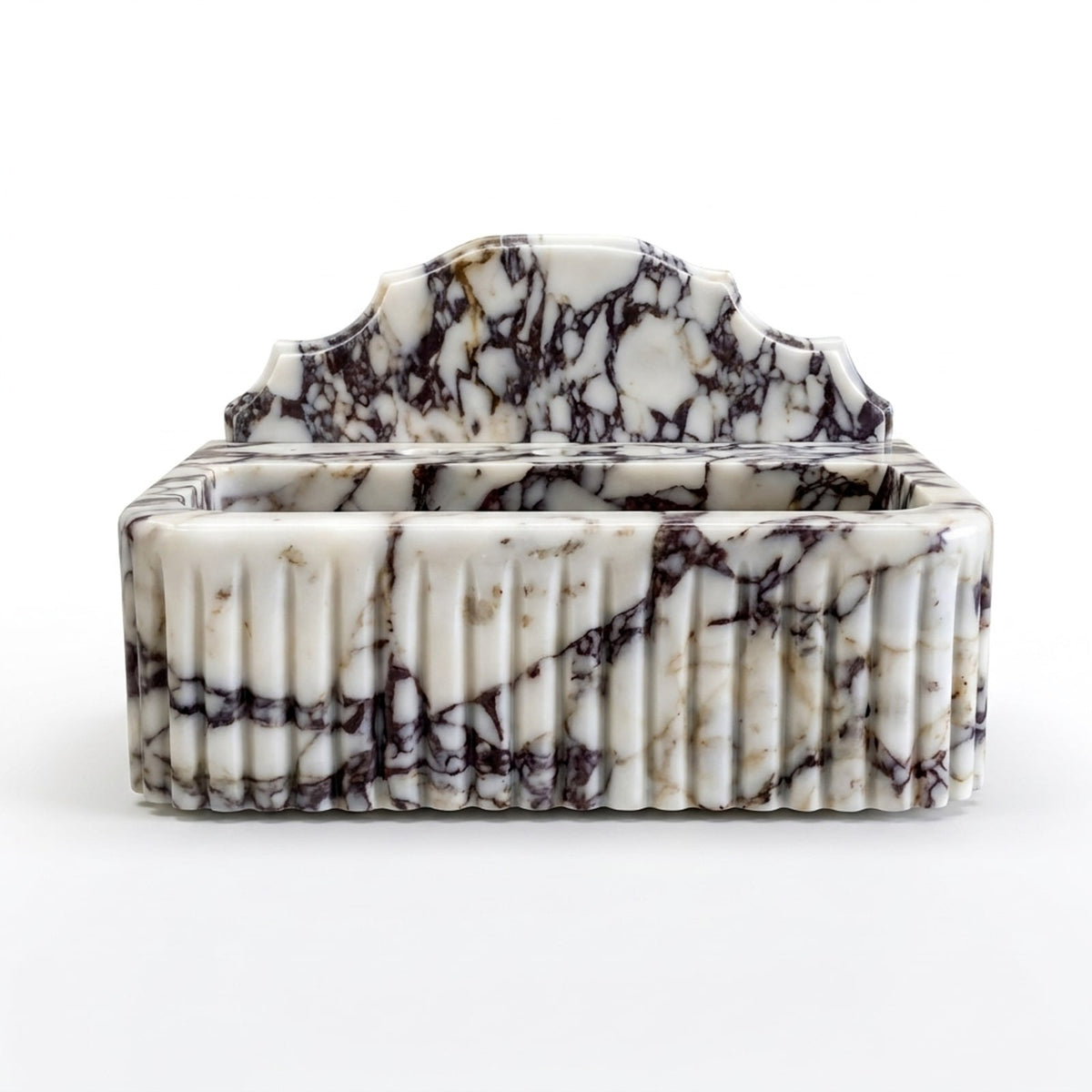 Calacatta Viola Fluted Marble Sink with Backsplash — view 1