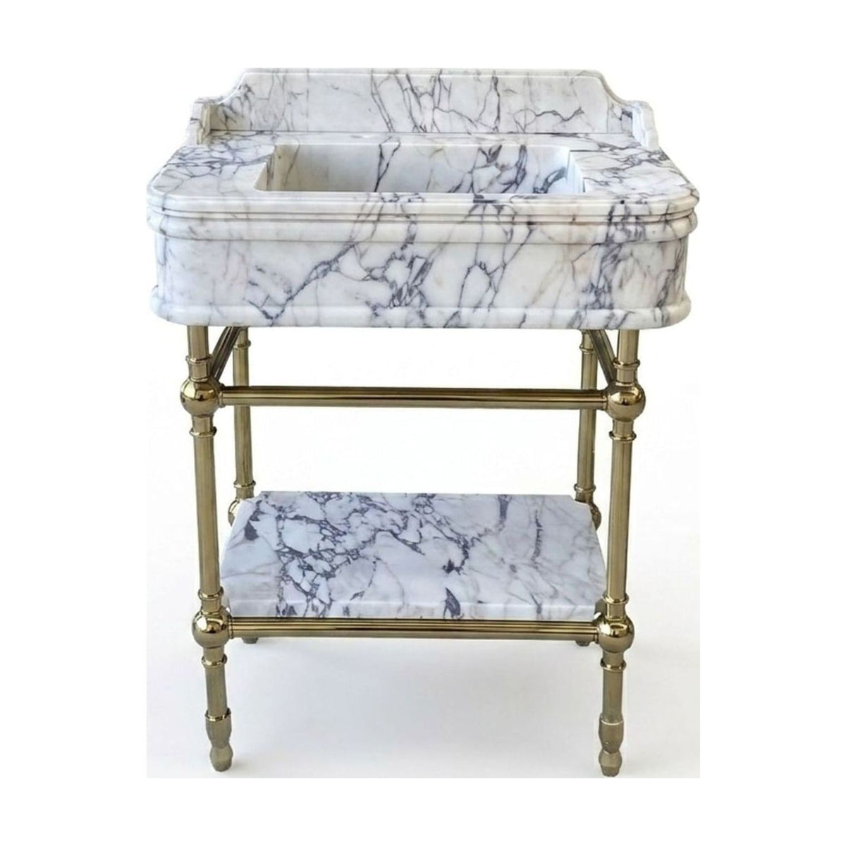 Calacatta Viola Marble Sink with Brass Gold Stand — view 1