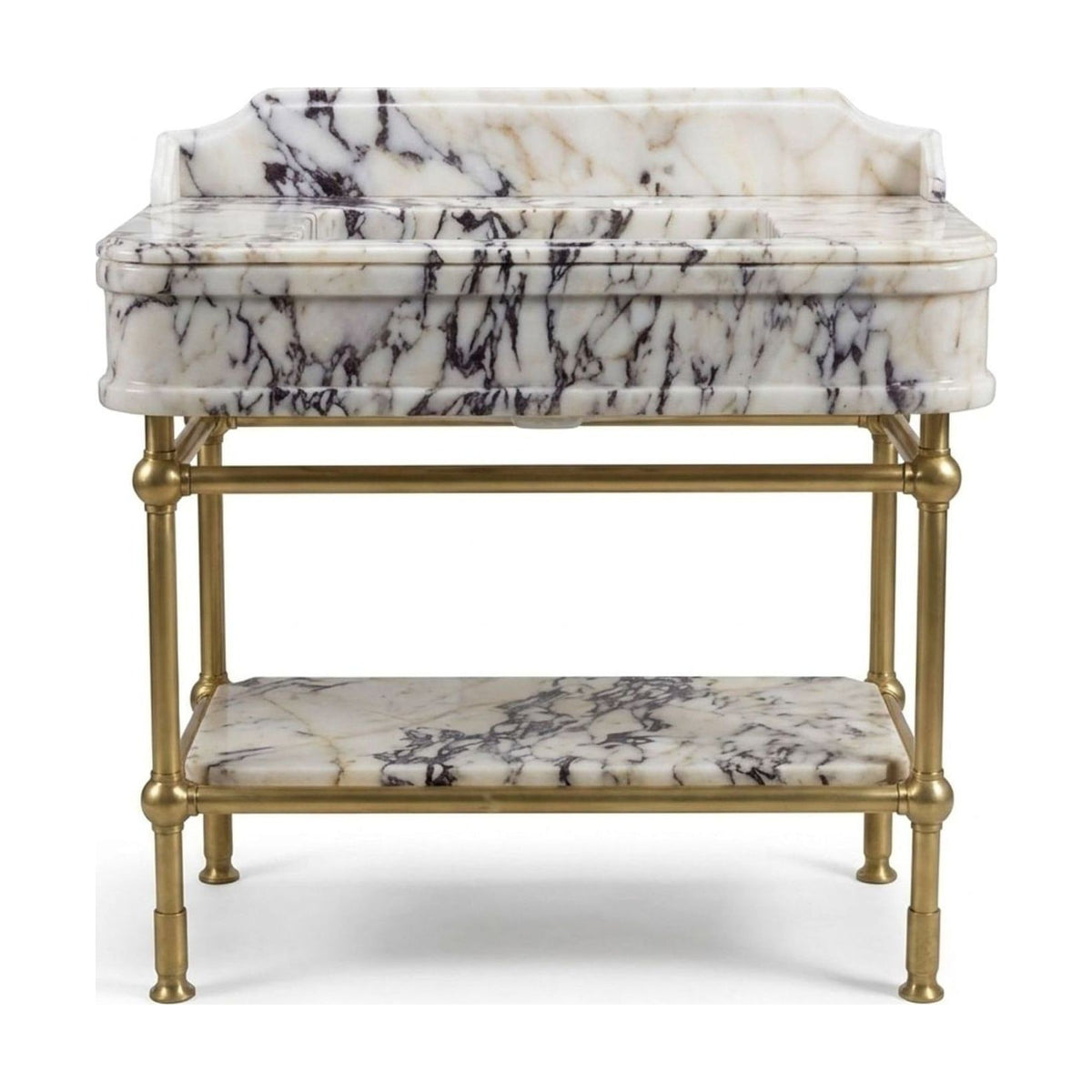 Calacatta Viola Polished Marble Sink with Metal Stand — view 1