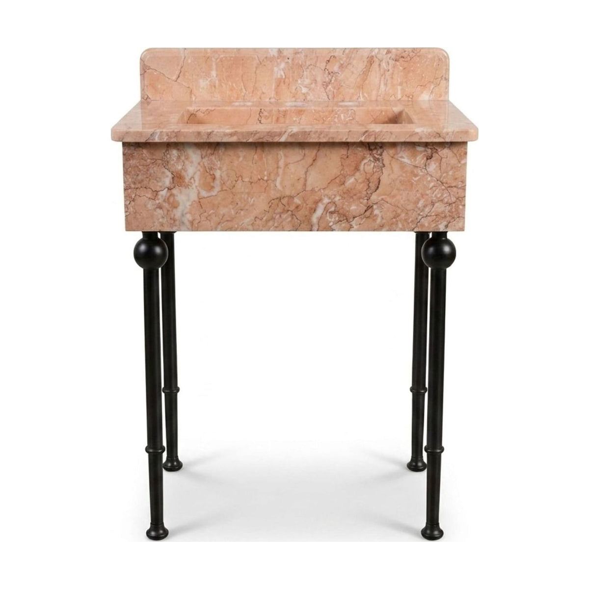 Pink Violet Marble Sink with Metal Stand and Backsplash — view 1
