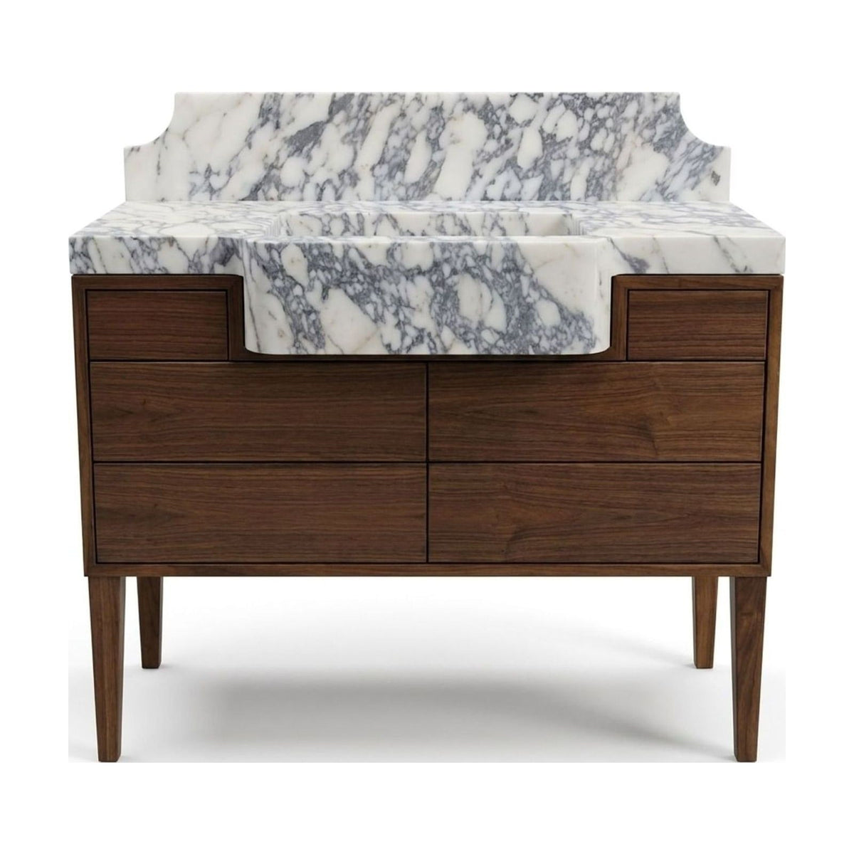 Calacatta Viola Honed Marble Vanity with Backsplash — view 1