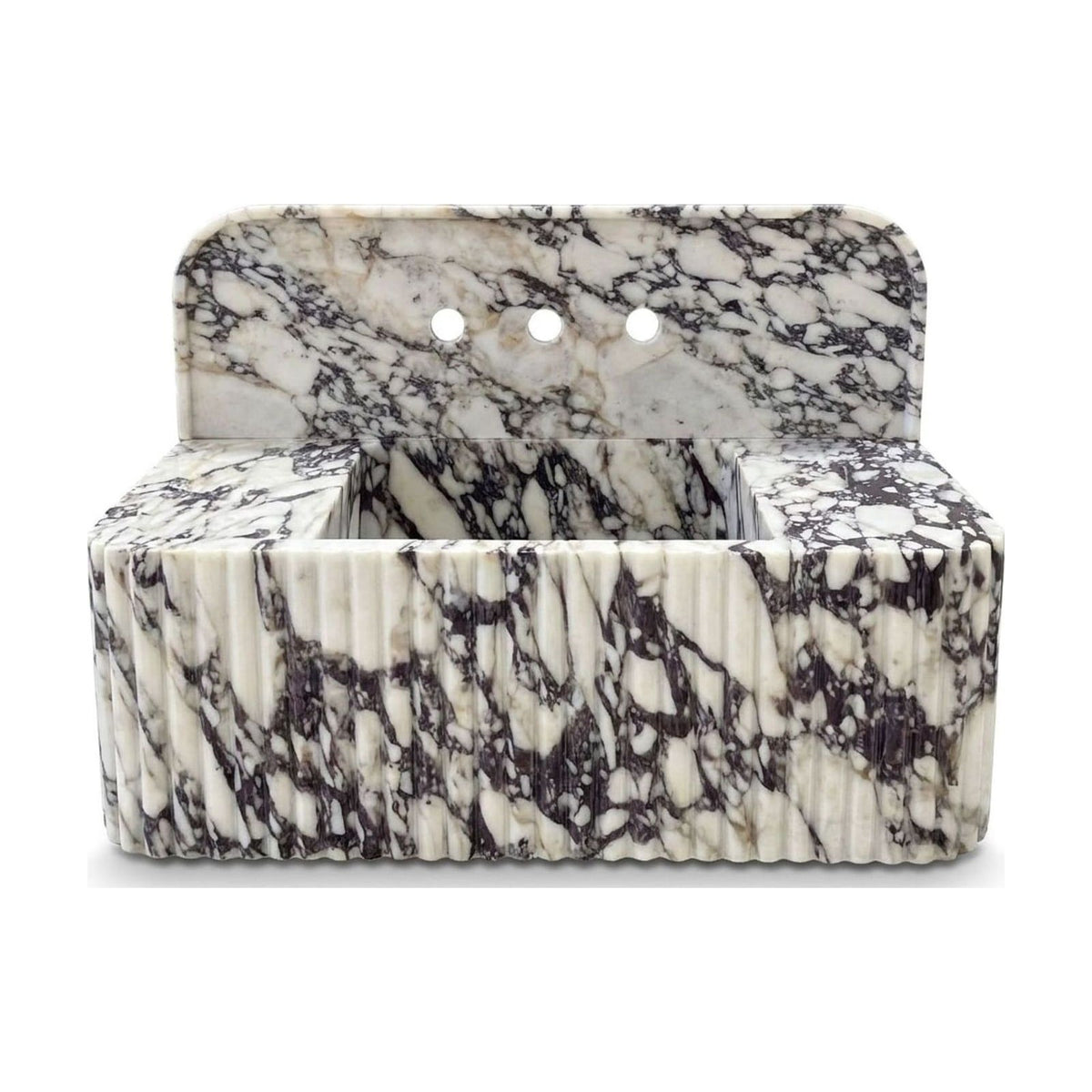 Calacatta Viola Fluted Marble Sink with Backsplash — view 1
