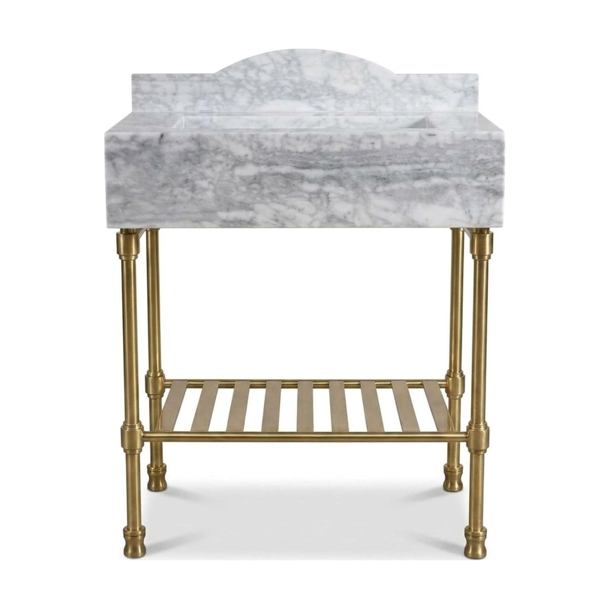 Carrara Honed Marble Sink with Brass Gold Stand — view 1